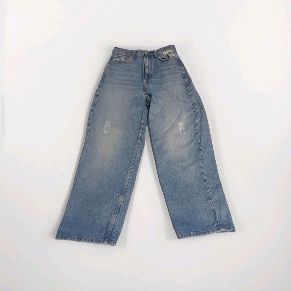 Free People We The Free Frank Dad Jeans Sunday Blue Barrel leg slouchy Womens 27